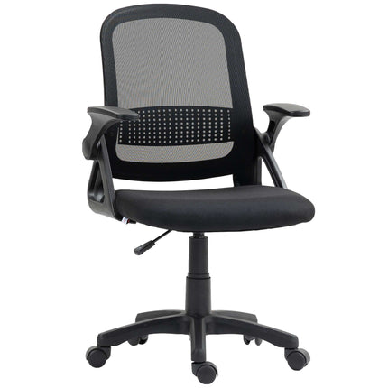 Ergonomiška tinklinė biuro kėdė su sulankstomomis rankenomis, juoda