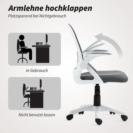 Ergonomiška tinklinė biuro kėdė su sulankstomomis rankenomis, pilka
