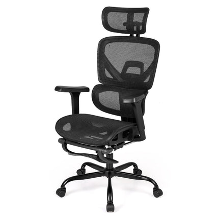 Ergonomiška tinklinė biuro kėdė su pakoja, juoda