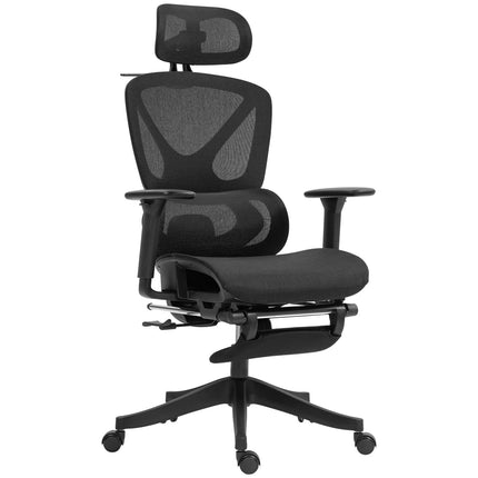 Ergonomiška biuro kėdė, reguliuojama, 135° atlošta, juoda