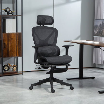 Ergonomiška biuro kėdė, reguliuojama, 135° atlošta, juoda