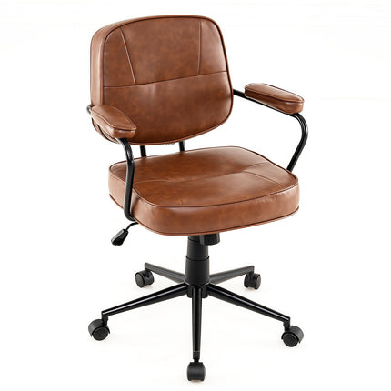 Ergonomiška biuro kėdė, reguliuojama, ruda dirbtinė oda