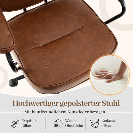 Ergonomiška biuro kėdė, reguliuojama, ruda dirbtinė oda