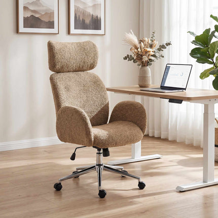Ergonomiška biuro kėdė, reguliuojamas galvos atlošas, ruda