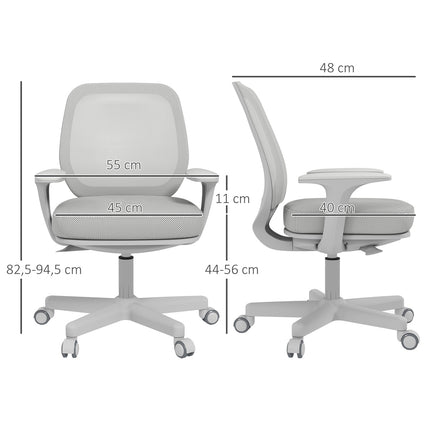 Ergonomiška biuro kėdė, reguliuojamo aukščio, pilka, 360° pasukama