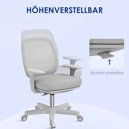 Ergonomiška biuro kėdė, reguliuojamo aukščio, pilka, 360° pasukama