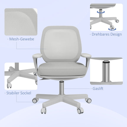Ergonomiška biuro kėdė, reguliuojamo aukščio, pilka, 360° pasukama