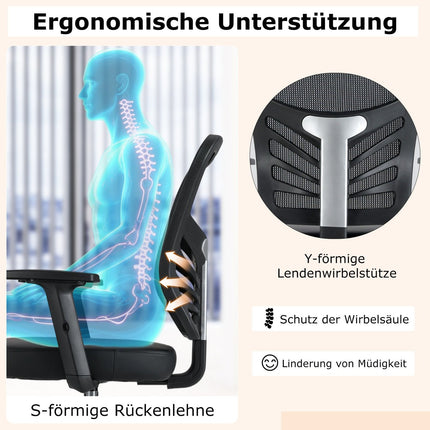 Ergonomiška biuro kėdė, reguliuojamo aukščio, 54-75 cm