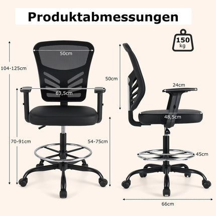 Ergonomiška biuro kėdė, reguliuojamo aukščio, 54-75 cm
