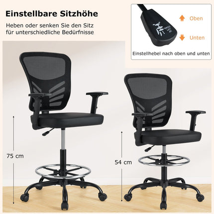 Ergonomiška biuro kėdė, reguliuojamo aukščio, 54-75 cm