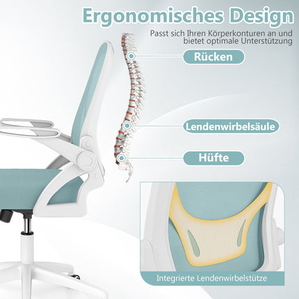 Ergonomiška biuro kėdė, mėlyna - sulankstomi porankiai, supamoji funkcija