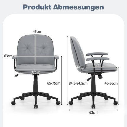Ergonomiška biuro kėdė, dirbtinė oda, paminkštinti porankiai, pilka