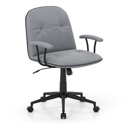 Ergonomiška biuro kėdė, dirbtinė oda, paminkštinti porankiai, pilka