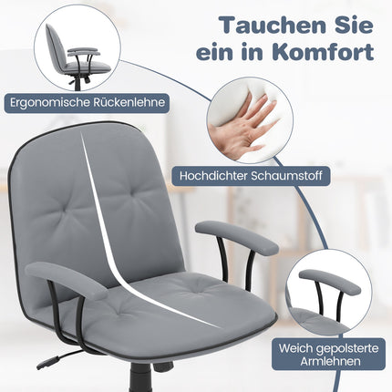 Ergonomiška biuro kėdė, dirbtinė oda, paminkštinti porankiai, pilka