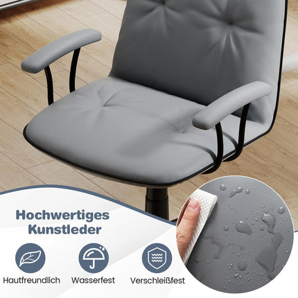 Ergonomiška biuro kėdė, dirbtinė oda, paminkštinti porankiai, pilka