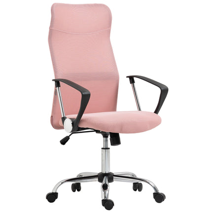 Ergonomiška biuro kėdė, aukšta atlošas, rožinė, tinklinis audinys