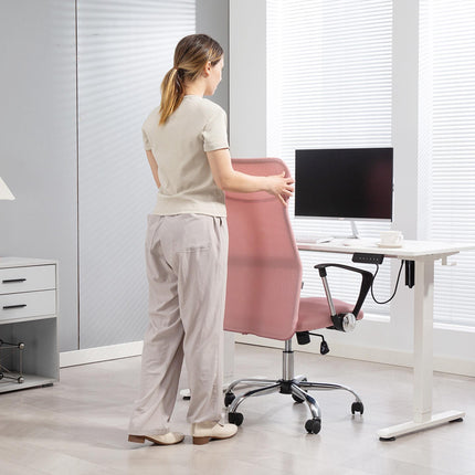 Ergonomiška biuro kėdė, aukšta atlošas, rožinė, tinklinis audinys