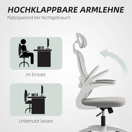 Ergonomiška biuro kėdė, tinklinio atlošo, reguliuojamo aukščio, pilka