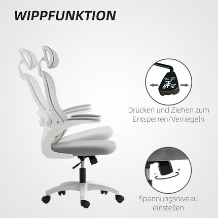 Ergonomiška biuro kėdė, tinklinio atlošo, reguliuojamo aukščio, pilka