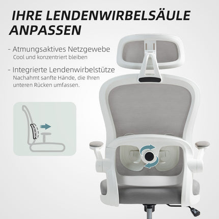 Ergonomiška biuro kėdė, tinklinio atlošo, reguliuojamo aukščio, pilka