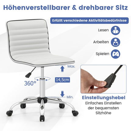 Ergonomiška biuro kėdė, be porankių, reguliuojamo aukščio, balta