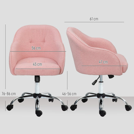 Ergonomiška biuro kėdė, rožinė flisinė, reguliuojamo aukščio