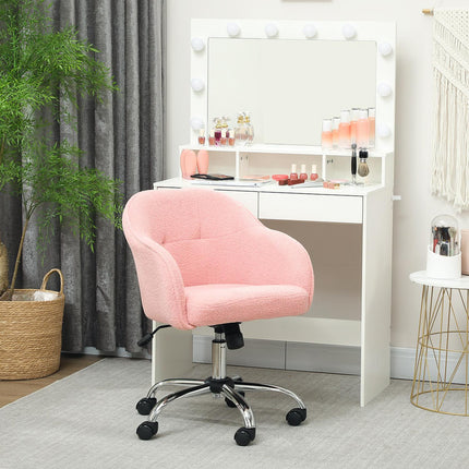 Ergonomiška biuro kėdė, rožinė flisinė, reguliuojamo aukščio