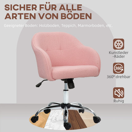 Ergonomiška biuro kėdė, rožinė flisinė, reguliuojamo aukščio