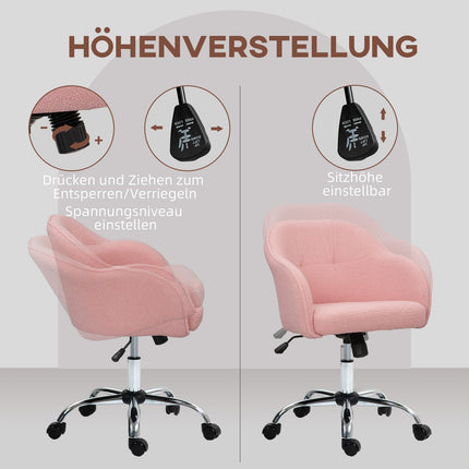 Ergonomiška biuro kėdė, rožinė flisinė, reguliuojamo aukščio