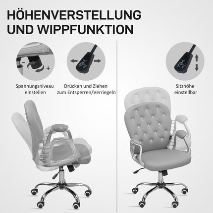 Ergonomiška biuro kėdė su porankiais, šviesiai pilka, reguliuojama