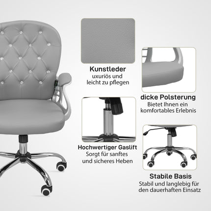 Ergonomiška biuro kėdė su porankiais, šviesiai pilka, reguliuojama