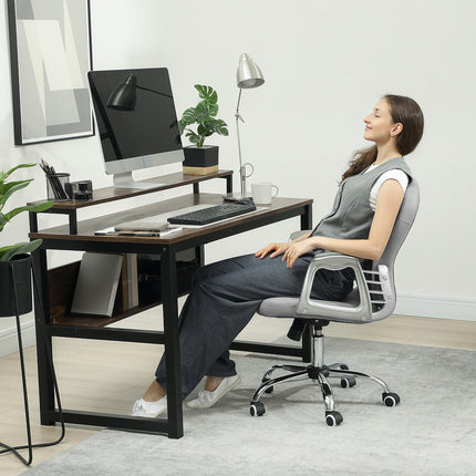 Ergonomiška biuro kėdė su porankiais, šviesiai pilka, reguliuojama