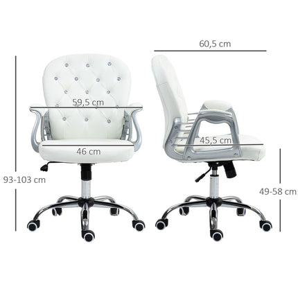 Ergonomiška biuro kėdė su porankiais, balta, odinė