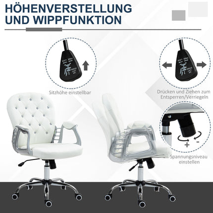 Ergonomiška biuro kėdė su porankiais, balta, odinė