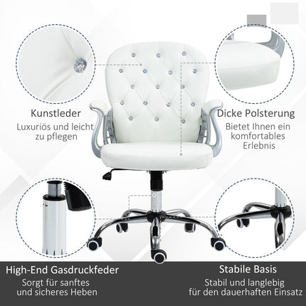 Ergonomiška biuro kėdė su porankiais, balta, odinė