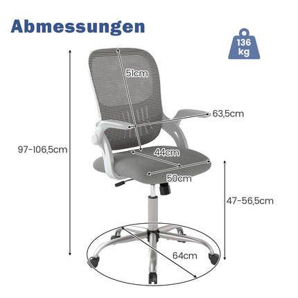Ergonomiška biuro kėdė su atlenkiamomis rankenomis ir pakreipimo funkcija