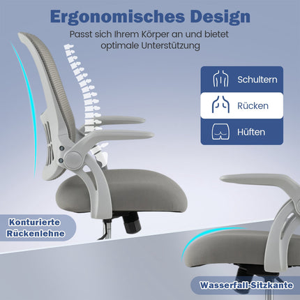 Ergonomiška biuro kėdė su atlenkiamomis rankenomis ir pakreipimo funkcija