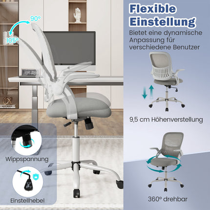 Ergonomiška biuro kėdė su atlenkiamomis rankenomis ir pakreipimo funkcija