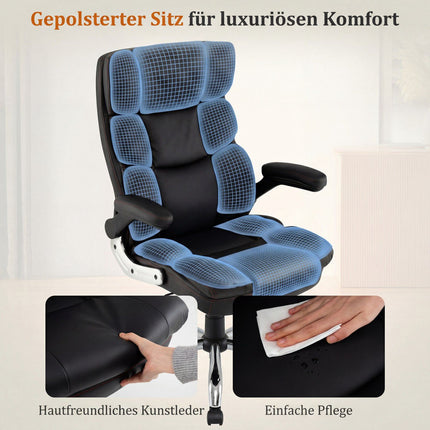 Ergonomiška biuro kėdė su sulankstomomis porankiais ir atlošu
