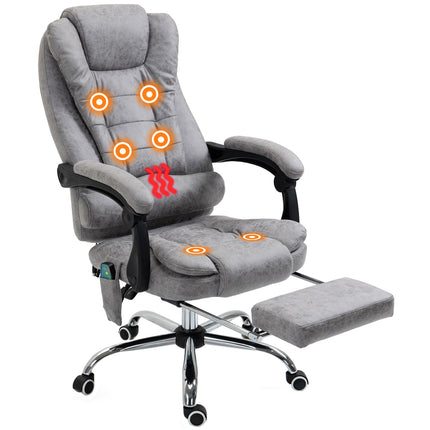 Ergonomiška biuro kėdė su masažu, atlošu ir šildymu, pilka