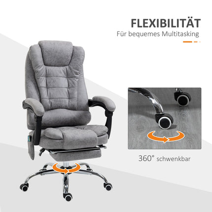Ergonomiška biuro kėdė su masažu, atlošu ir šildymu, pilka