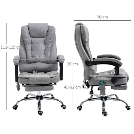 Ergonomiška biuro kėdė su masažu, atlošu ir šildymu, pilka
