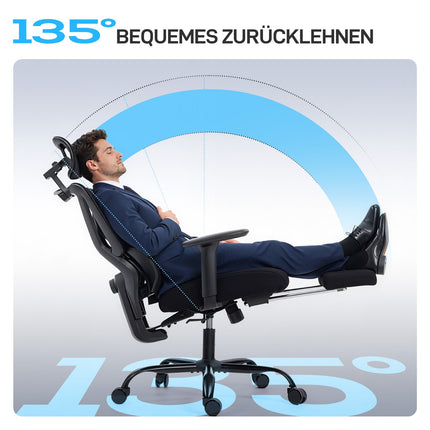 Ergonomiška biuro kėdė su tinkleliu, juosmens atrama, reguliuojama galvos atrama