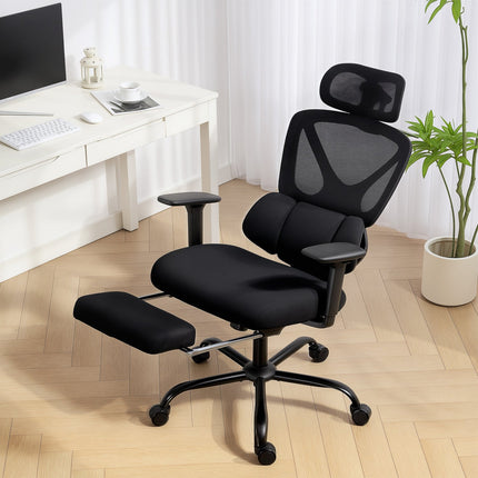 Ergonomiška biuro kėdė su tinkleliu, juosmens atrama, reguliuojama galvos atrama