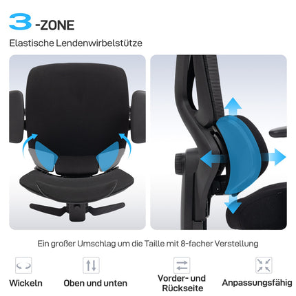 Ergonomiška biuro kėdė su tinkleliu, juosmens atrama, reguliuojama galvos atrama