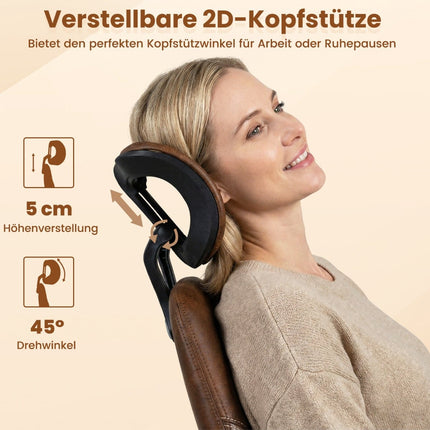 Ergonomiška biuro kėdė su zomšos audiniu, reguliuojama galvos atrama