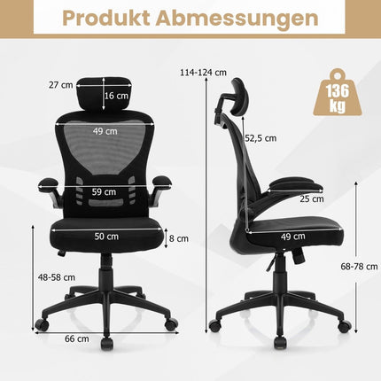 Ergonomiška tinklinė biuro kėdė su supamu atlošu, vadovo kėdė, pasukama kompiuterio kėdė