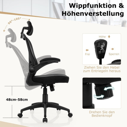 Ergonomiška tinklinė biuro kėdė su supamu atlošu, vadovo kėdė, pasukama kompiuterio kėdė