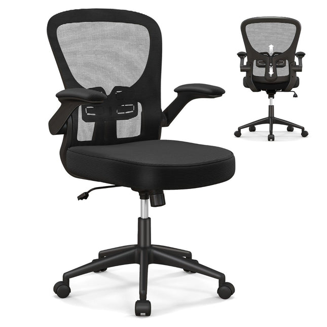Ergonomiška biuro kėdė su atlenkiamais porankiais, reguliuojama juosmens atrama ir supimo funkcija