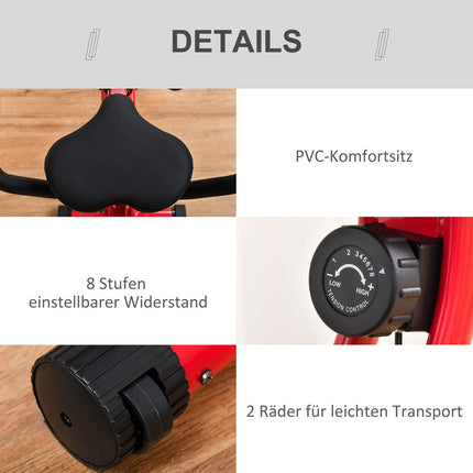Dviratis-treniruoklis F-Bike 1,5 kg smagratis su 8 reguliuojamų magnetinių pasipriešinimo lygių ratukais, raudonas + juodas